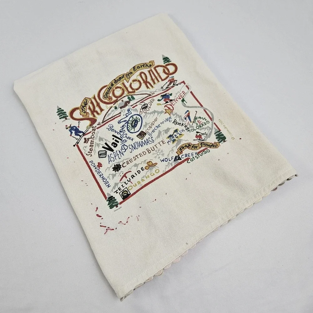 Colorado Cotton Towel Embroidered Souvenir Hand Kitchen Dish Catstudio
